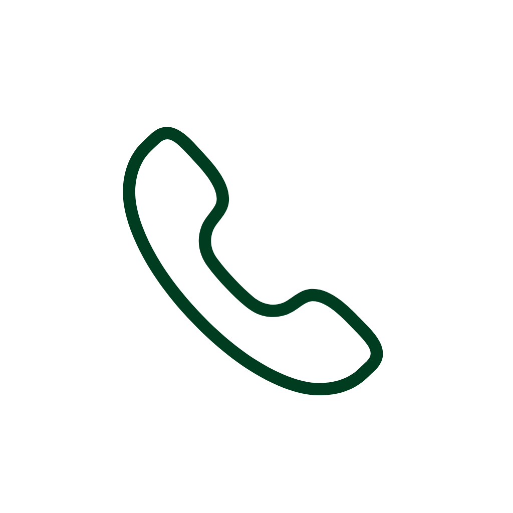 Icon of a telephone handset with curved lines indicating a call.