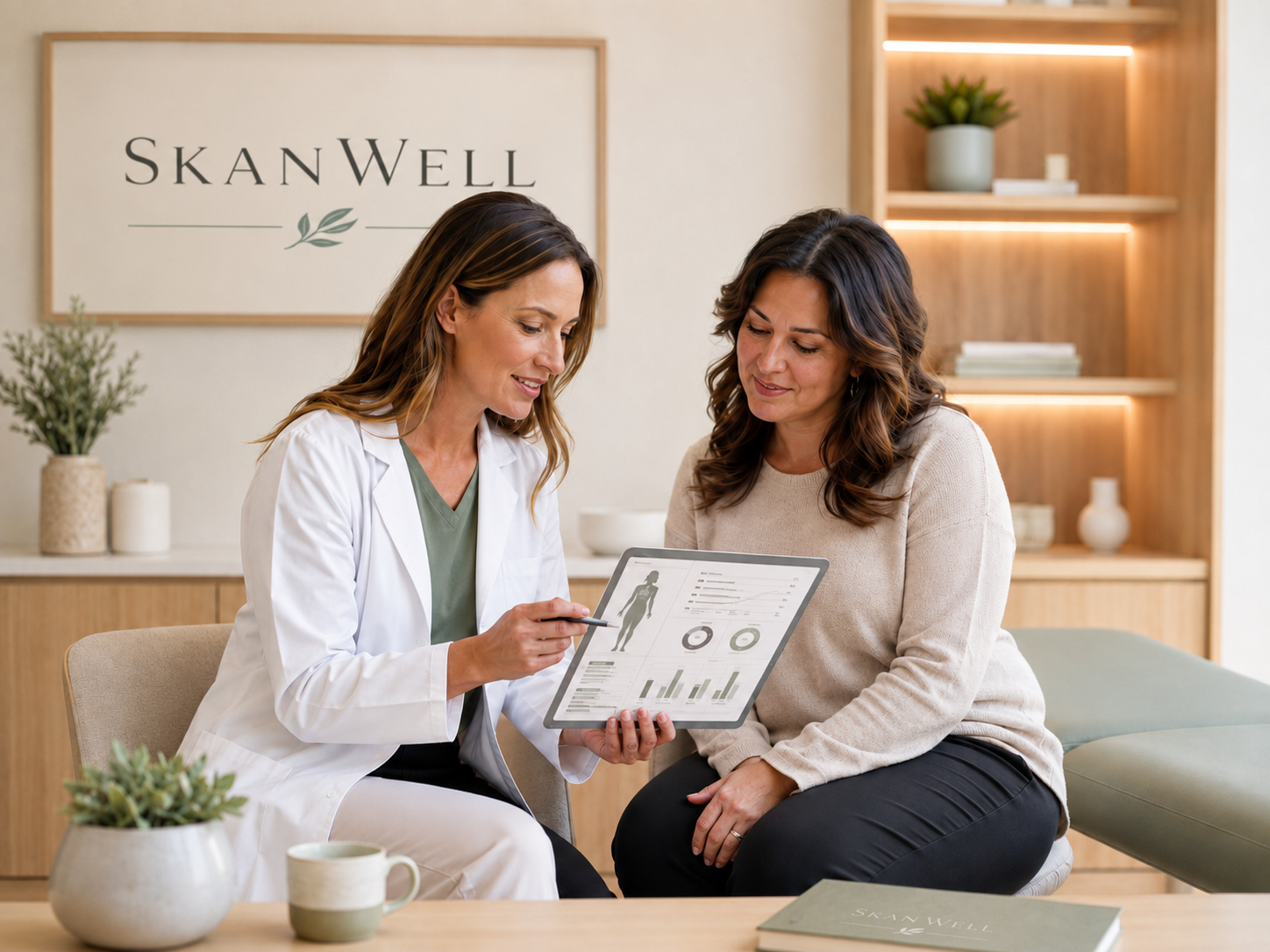 A patient receiving a medical weight management and body composition consultation at SkanWell in Camillus, NY