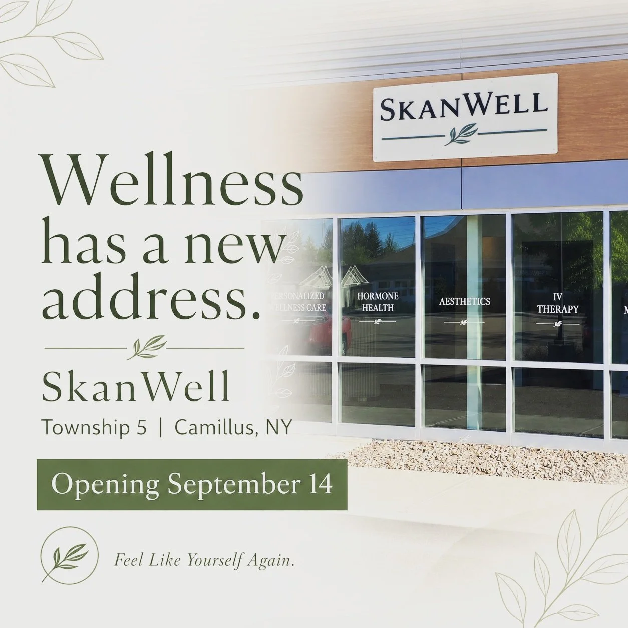 Wellness has a new address. 🤍

We&rsquo;re so excited to finally share that SkanWell officially opens September 14 at Township 5 in Camillus.

SkanWell was created to bring together the things that can have such an impact on how you feel and how you