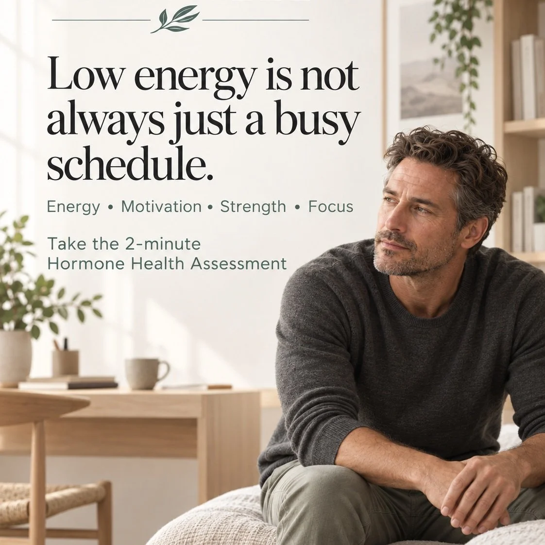 Low energy is not always just a busy schedule. 🌿

Have you noticed changes in your:

▪️ Energy
▪️ Motivation
▪️ Strength
▪️ Focus
▪️ Sleep
▪️ Body composition
▪️ Sexual health

It can be easy to dismiss these changes as stress, work, or getting olde