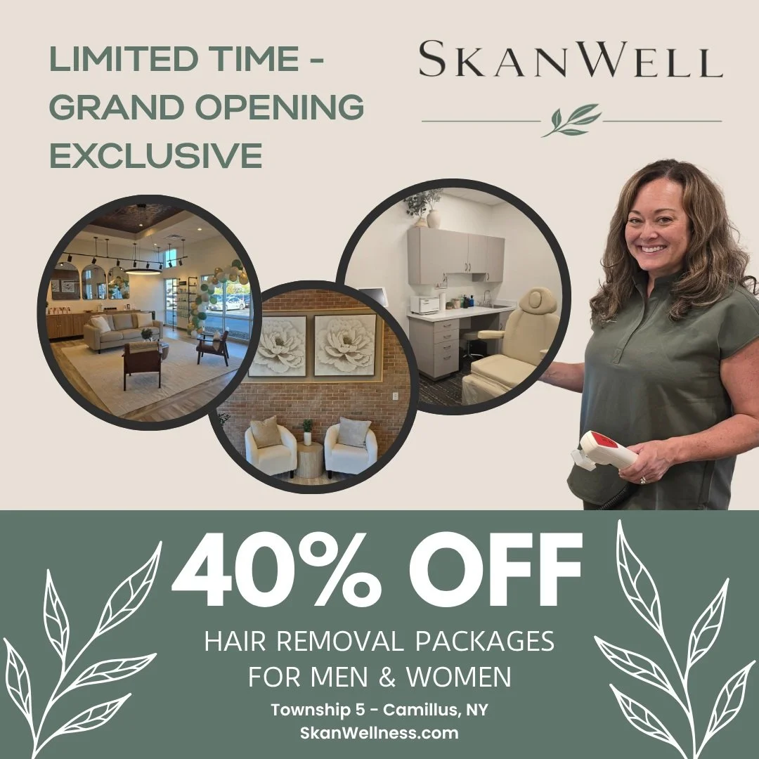 LESS SHAVING. MORE SAVING. ✨

Our grand opening celebration means 40% OFF hair removal packages for men AND women!

Underarms, legs, chest, back, bikini, and beyond. Let&rsquo;s talk about your smoother-skin goals. 🙌

⏳ First 25 package purchasers O
