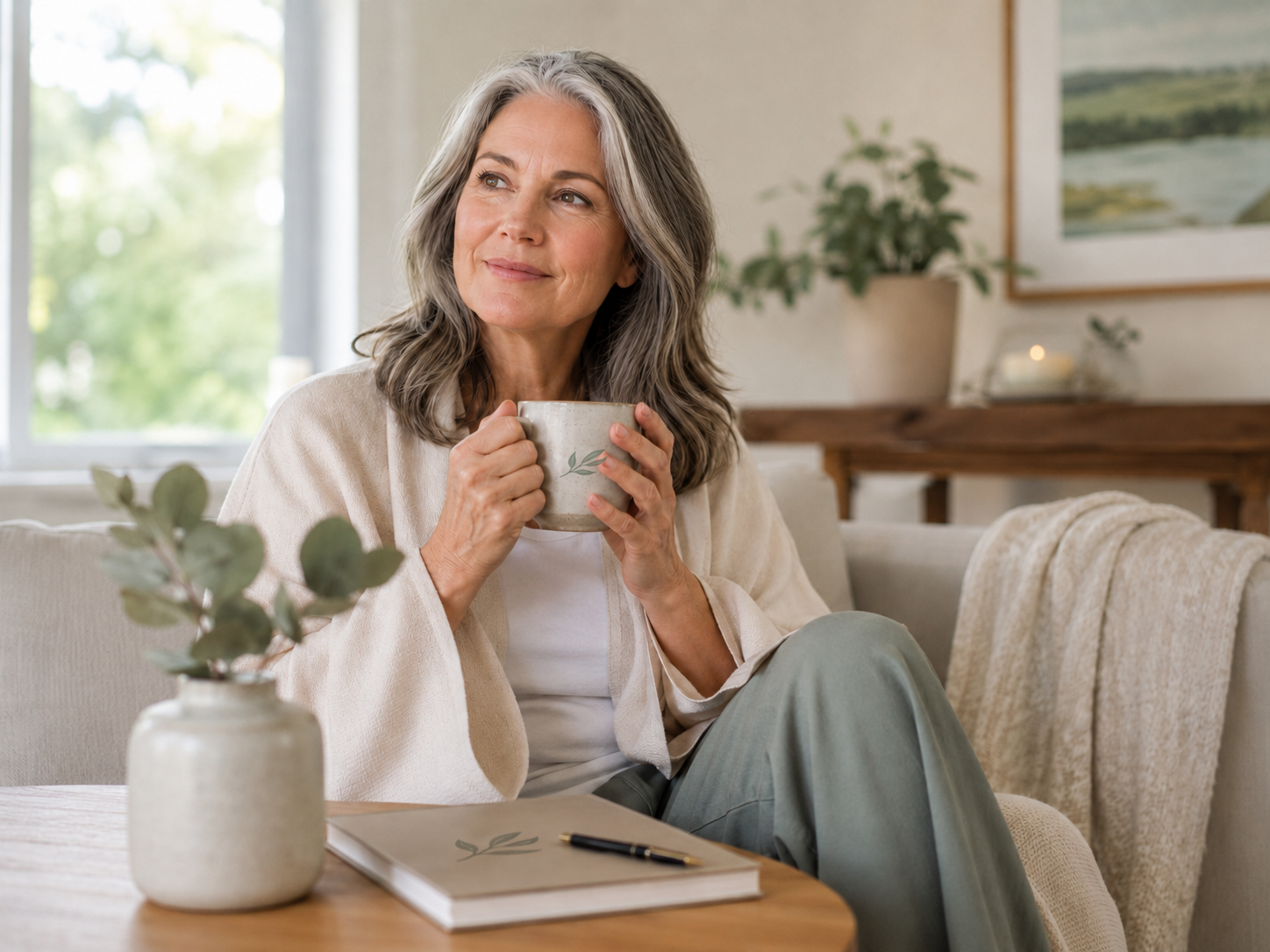 A SkanWell Patient enjoying a cup of tea in Skaneateles, NY