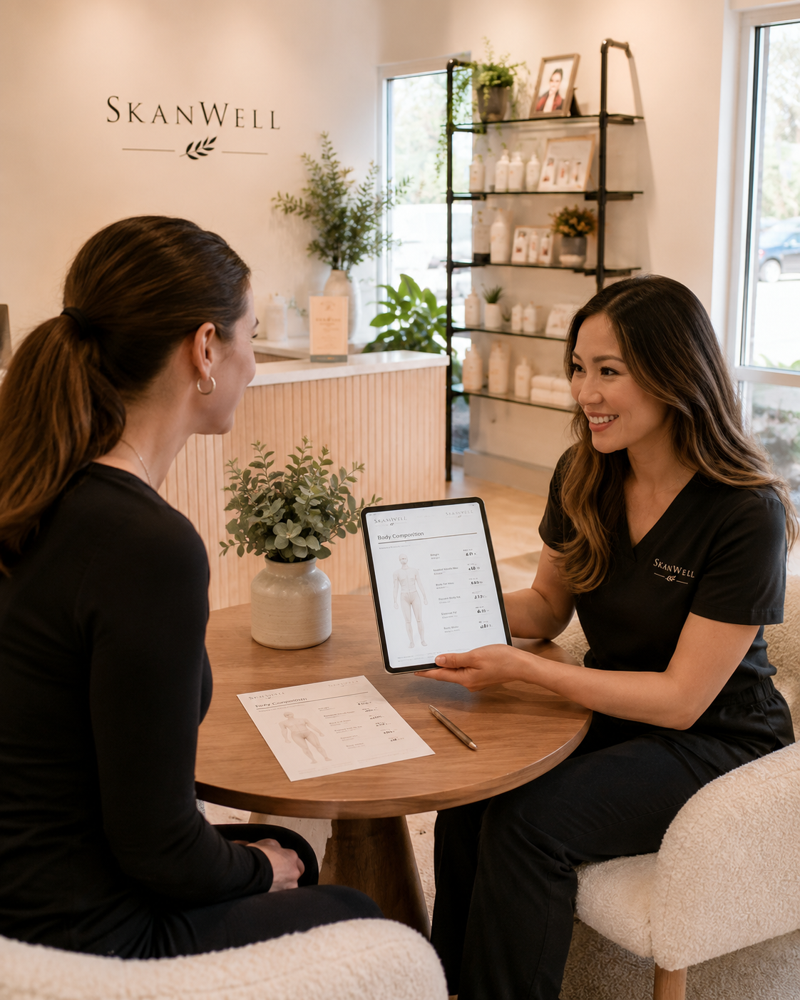 Patient being consulted at SkanWell in Camillus NY