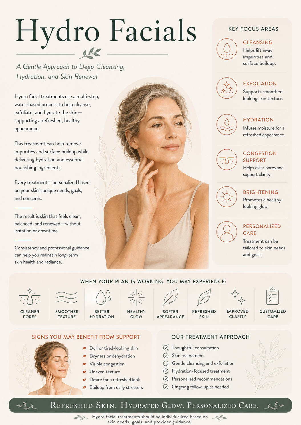 A poster describing the benefits of Hydro Facials