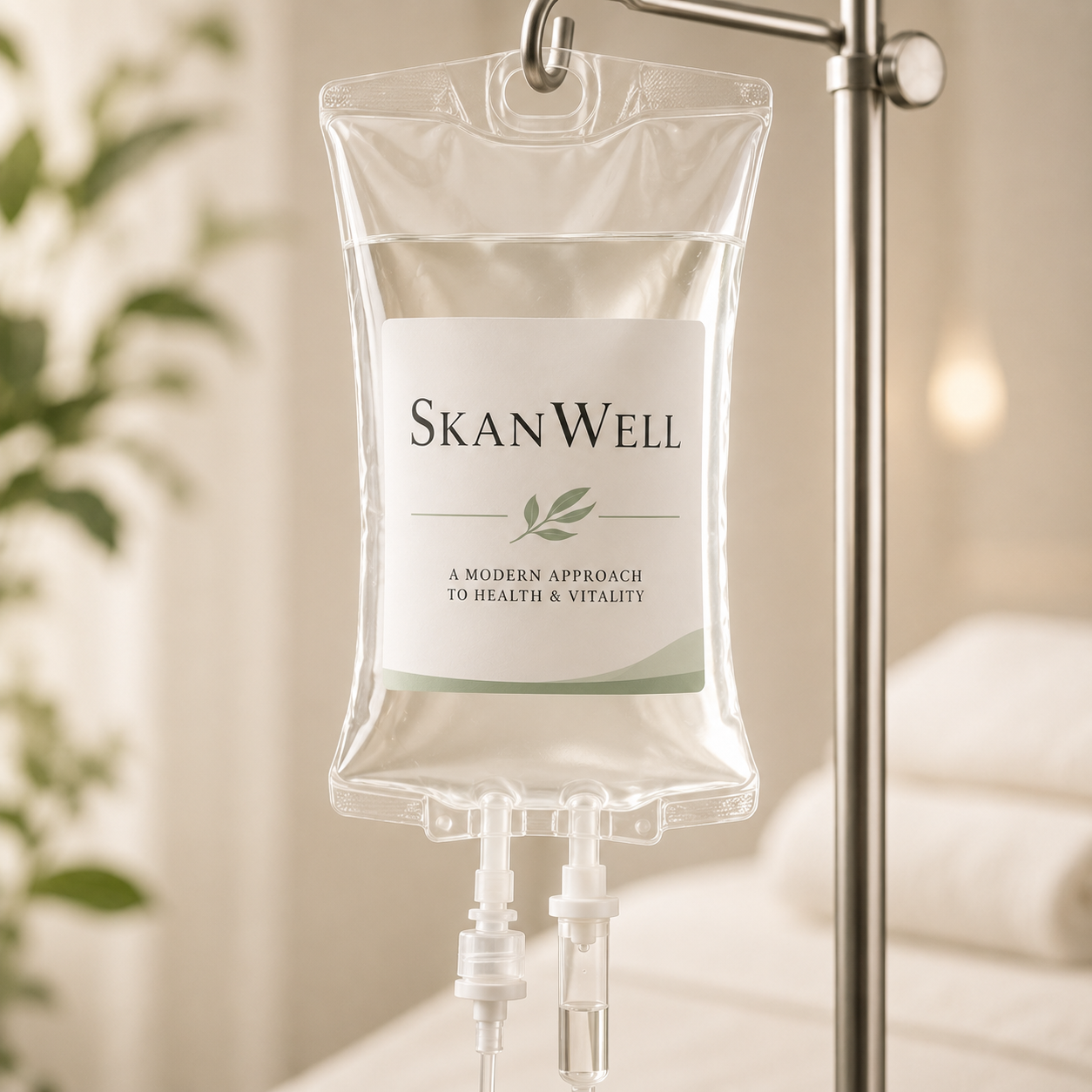 An IV Therapy bag hanging at SkanWell in Camillus, NY