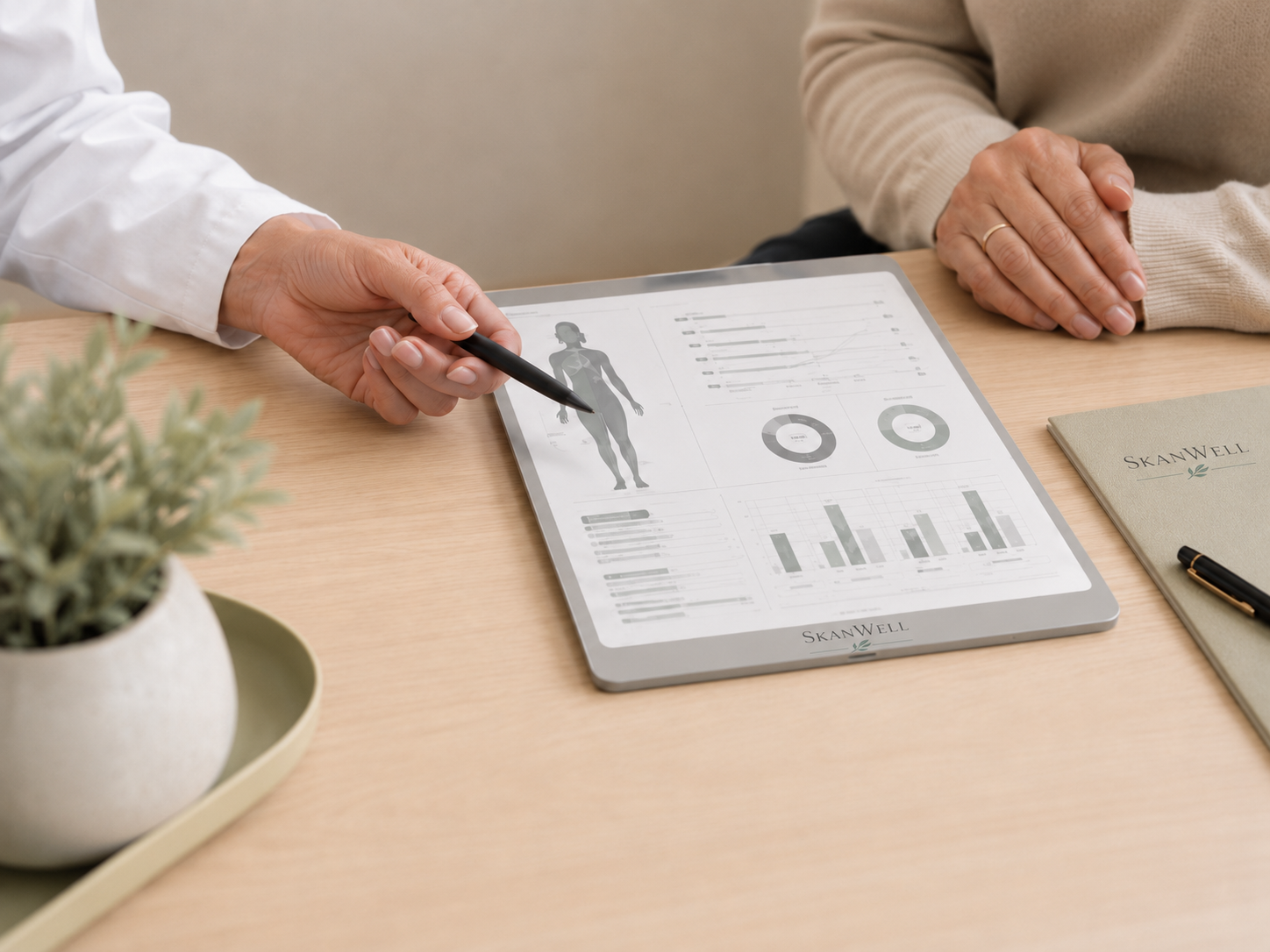 A patient receiving a medical weight management and body composition consultation at SkanWell in Camillus, NY