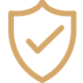A shield icon with a checkmark indicating security or protection