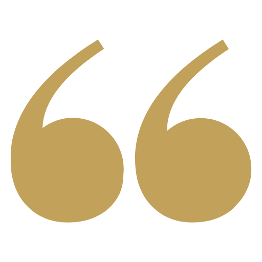 A large, gold-colored quotation mark symbol against a black background.