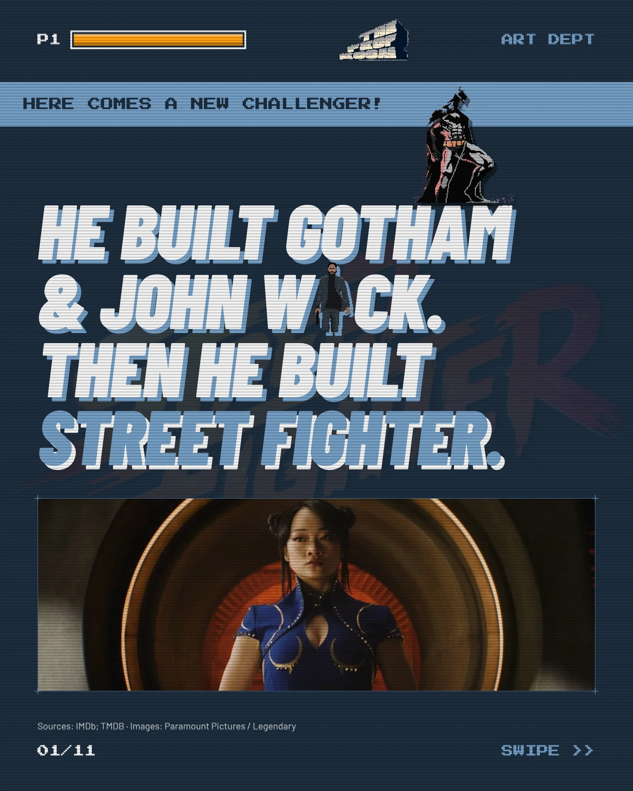 He built Gotham. He built the Continental. Then he built Street Fighter. 🕹️

Swipe for the art department behind @streetfightermovie hitting cinemas this week. Made by @legendary and @capcomusa, released by @paramountpics, with 2D flashbacks hand-dr