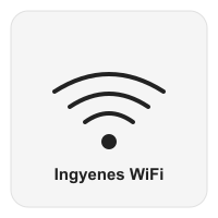 Wi-Fi symbol with text 'Ingyenes WiFi' indicating free Wi-Fi access.