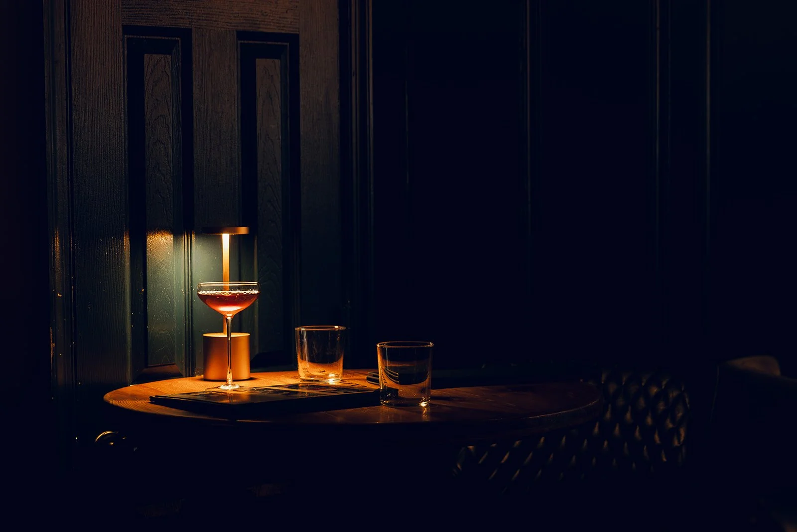 moody cocktail and wine 