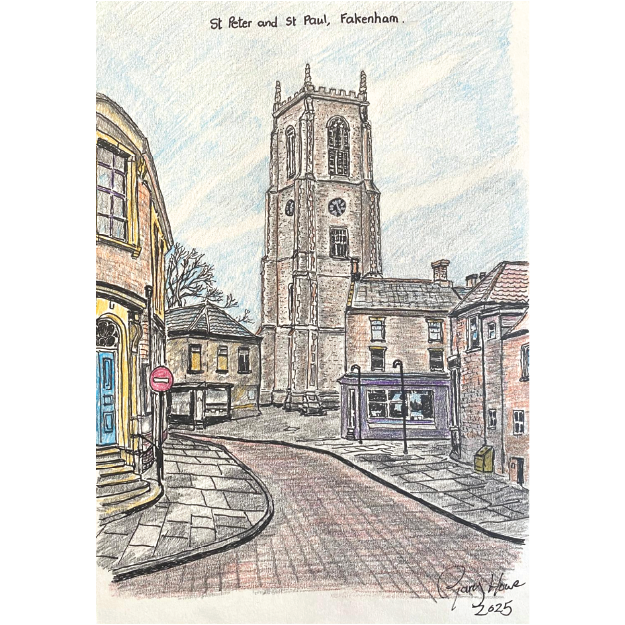 Fakenham church - St Peter and St Paul (original artwork)