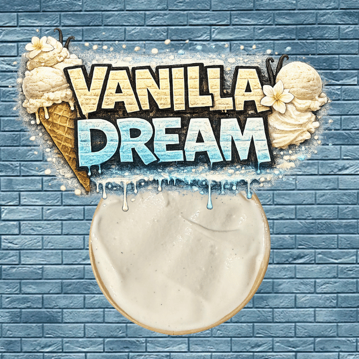 Silky vanilla ice cream, smooth and light,
melting away like something you almost remember.  Soft, sweet, and effortlessly classic.
So good… it feels like just a dream.

The flavor you wish you never woke up from!