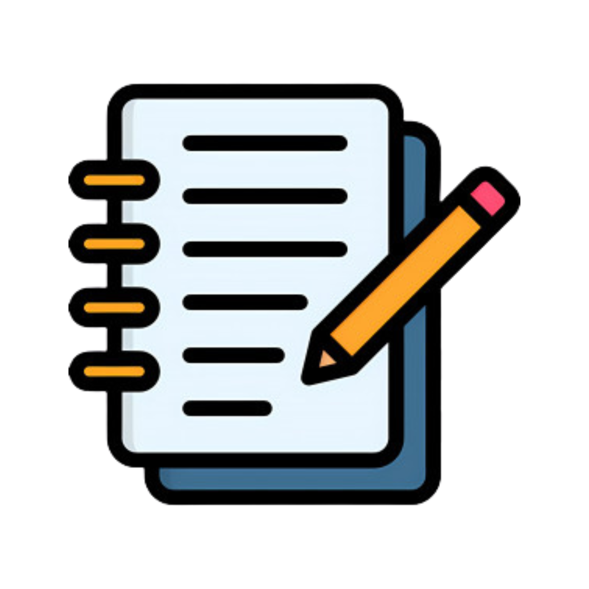 Illustration of a notebook and a pencil, representing note-taking or writing. Receive a playbook plan to help support your dissertation, thesis, or academic writing project.