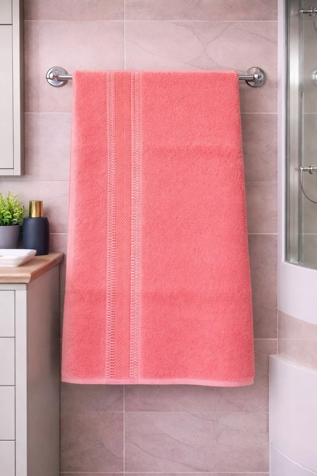 Toalla Tipo Canon 100% Algodón – Coral