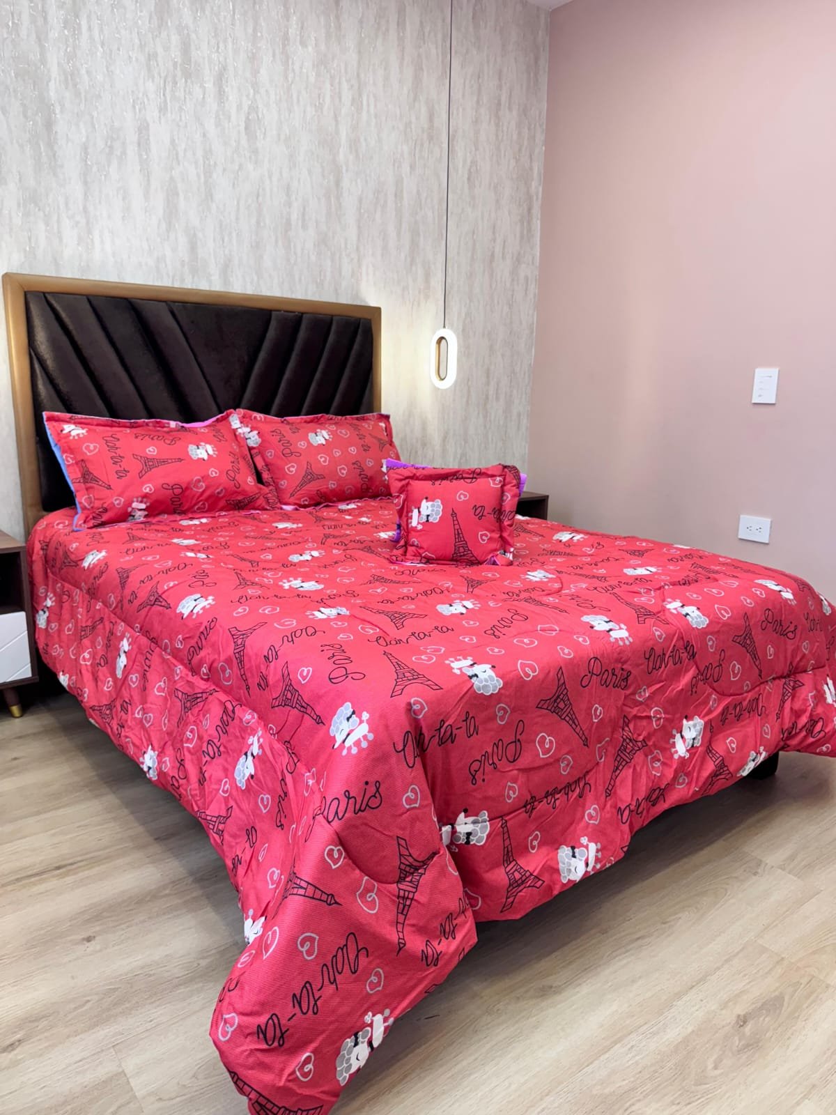 Edredón Sencillo Estampado – Rosa Fucsia paris