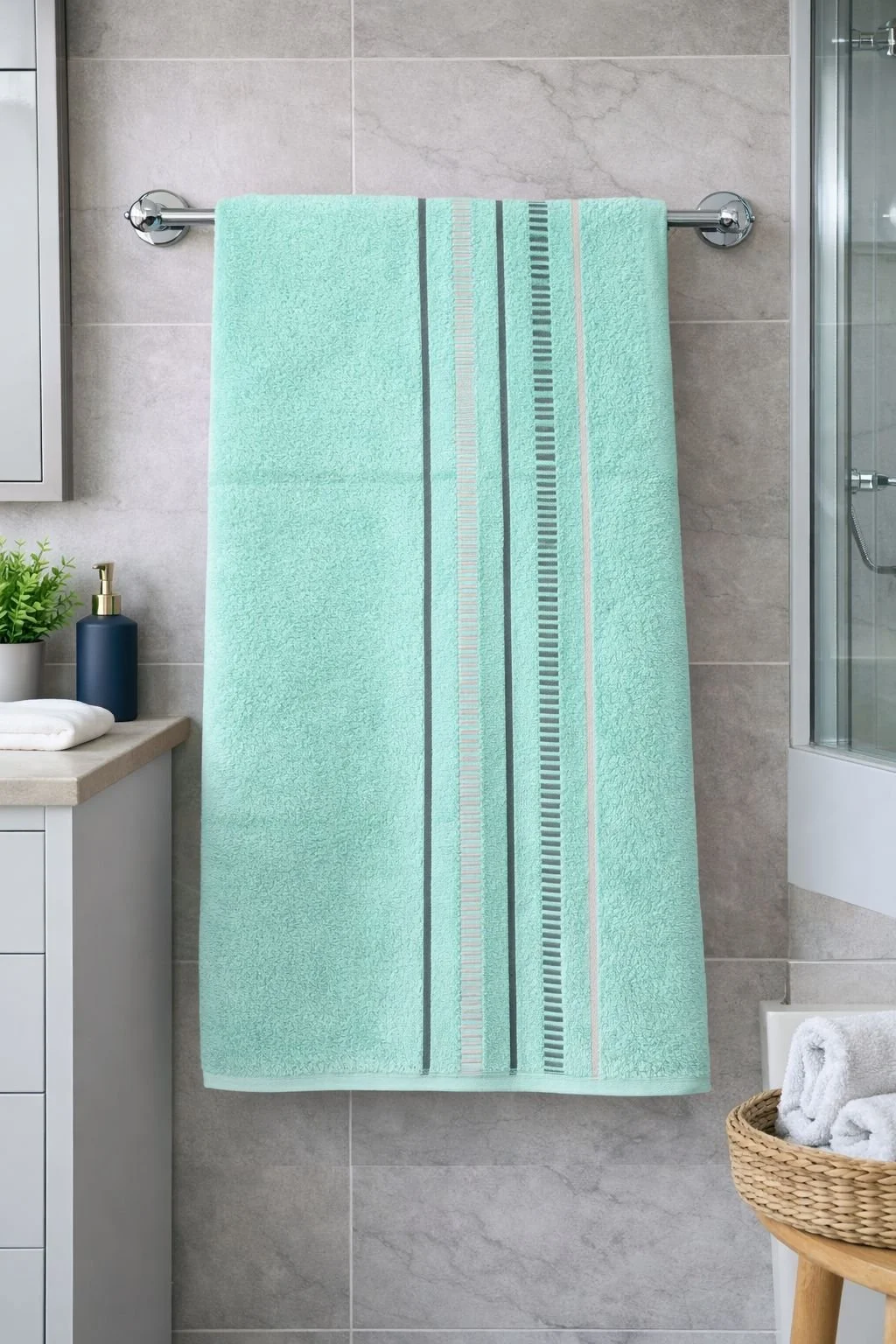 Toalla Tipo Canon 100% Algodón – Verde Agua