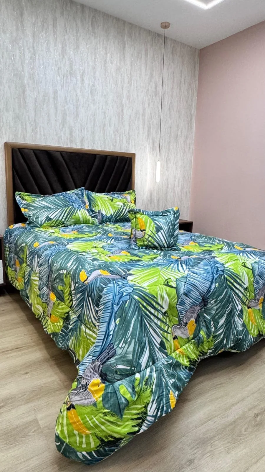 Edredón King Estampado 6 Piezas - Tropical Verde