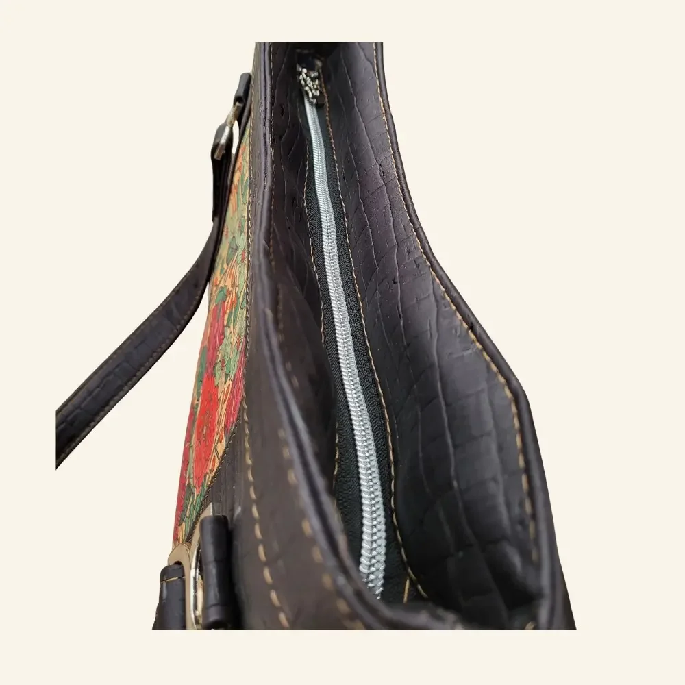 zwarte shopper met rode bloemen bovenkant.webp