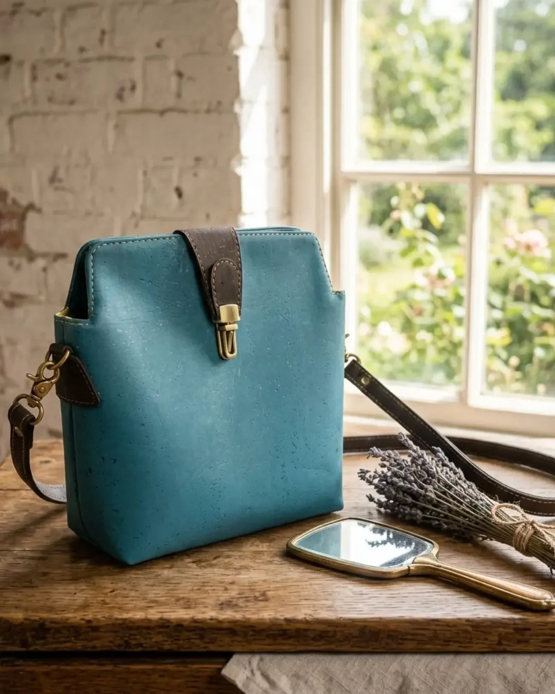 Kurk crossbody tas turquoise