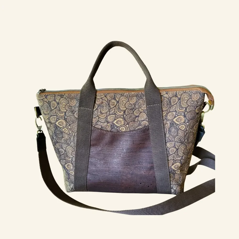 Handgemaakte grote shopper bruin kurk.webp