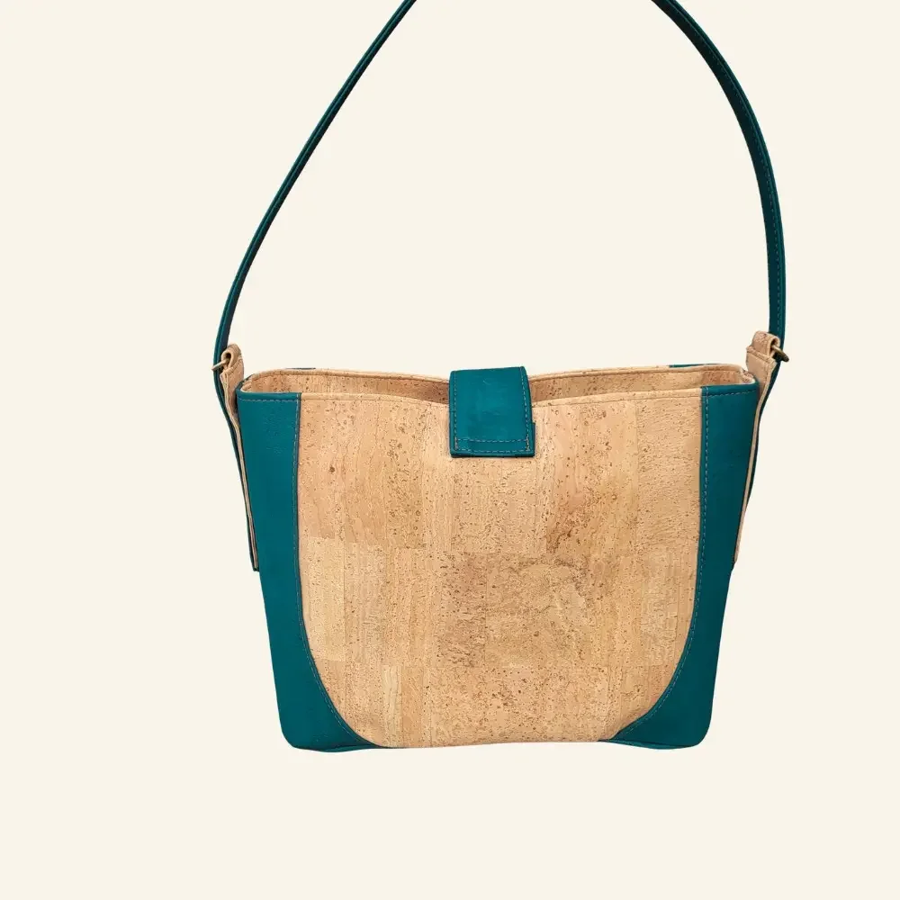 Schoudertas naturel met teal  achterkant.webp