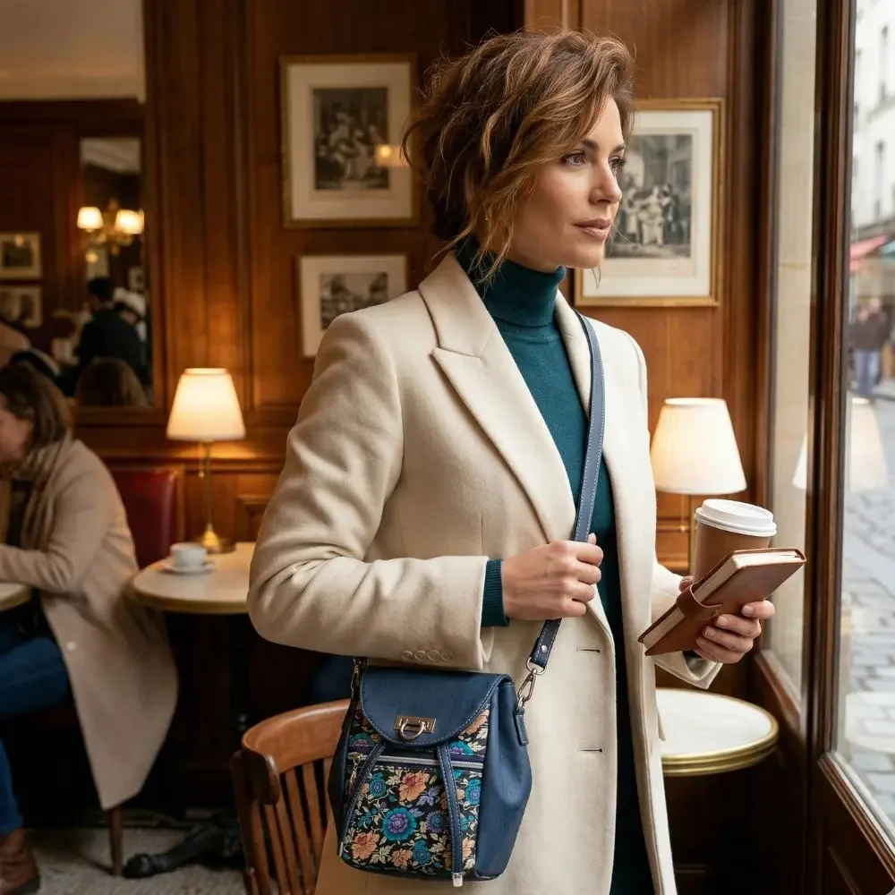 Buideltasje donkerblauw kurk