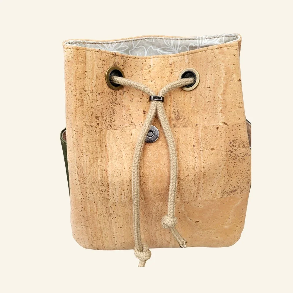 Kurk rugtas naturel met groen voorkant open.webp