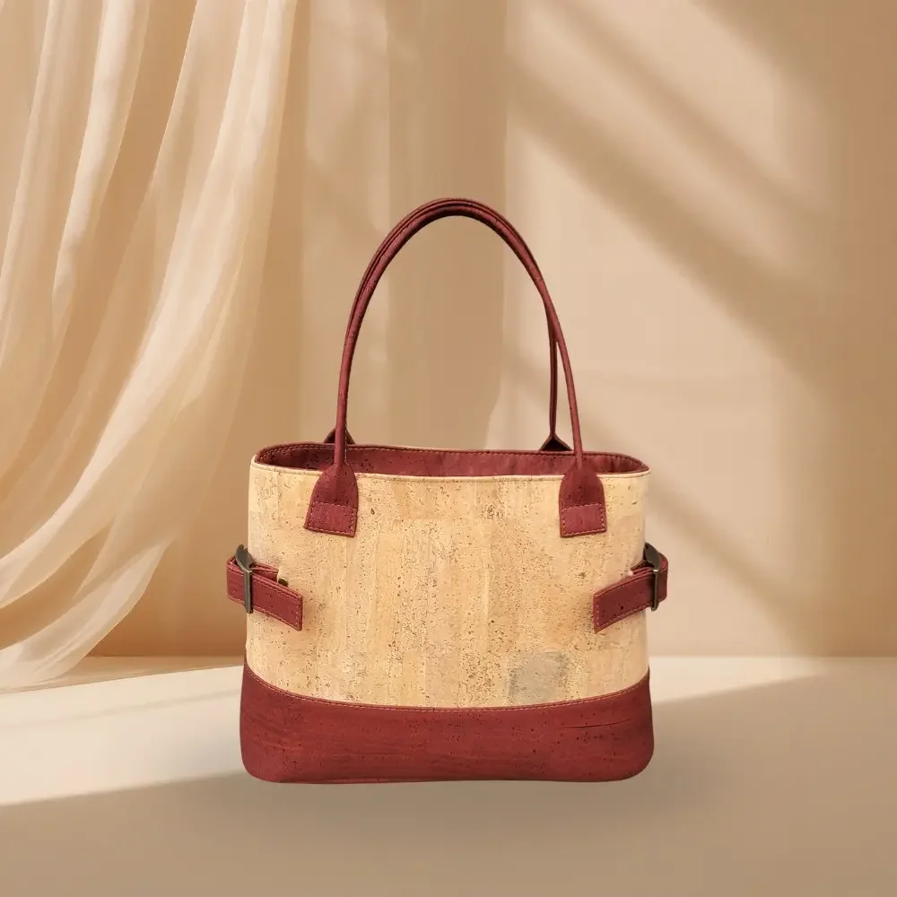 Handtas rood met naturel kurk voorkant.webp