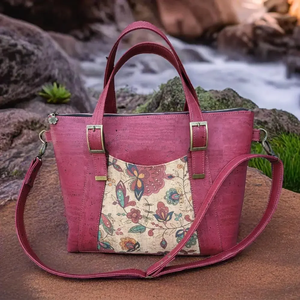 Shopper tas met rits rood kurk