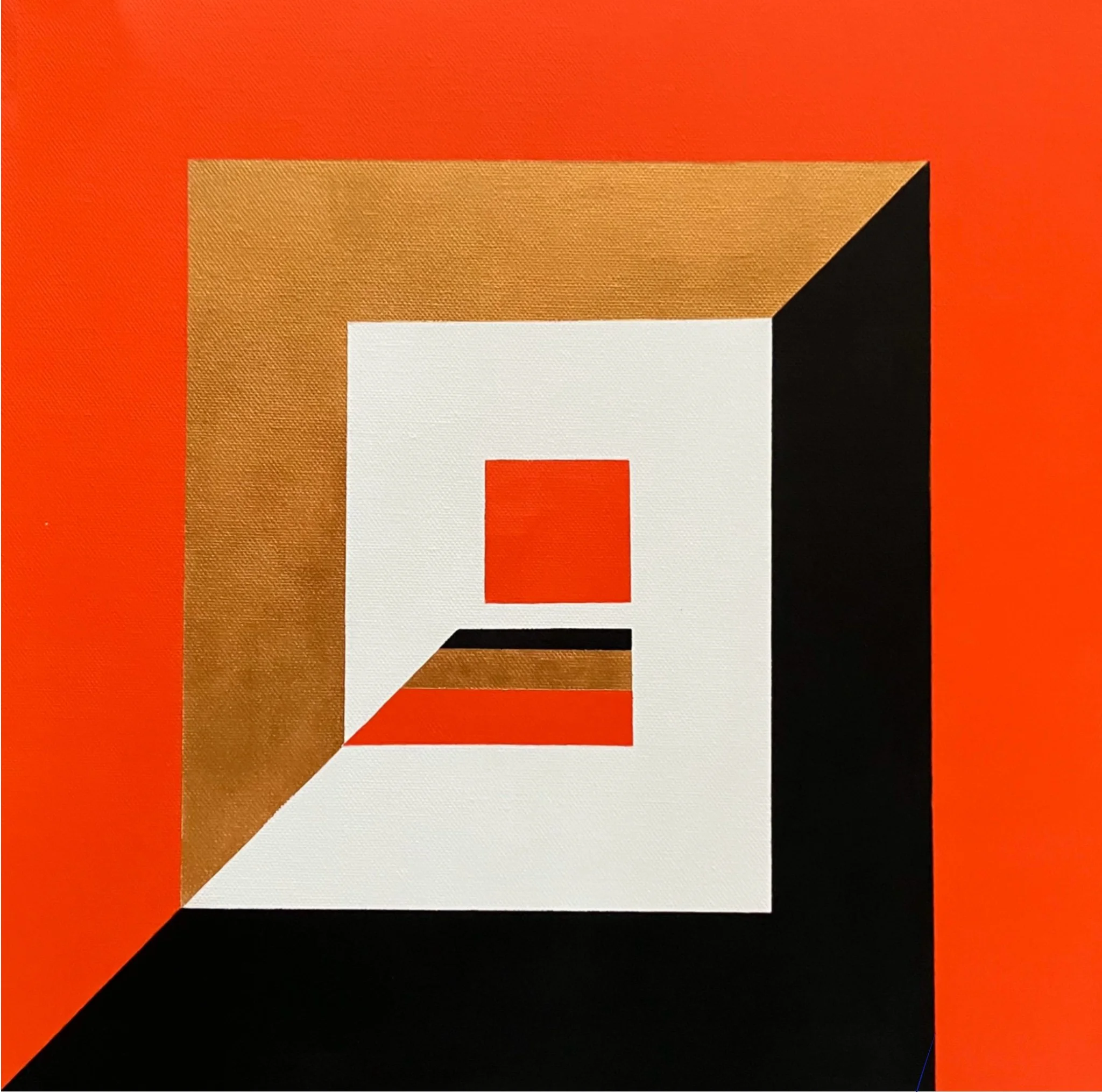Drawn In - Orange and gold - acrylic on canvas, 40x40 cm