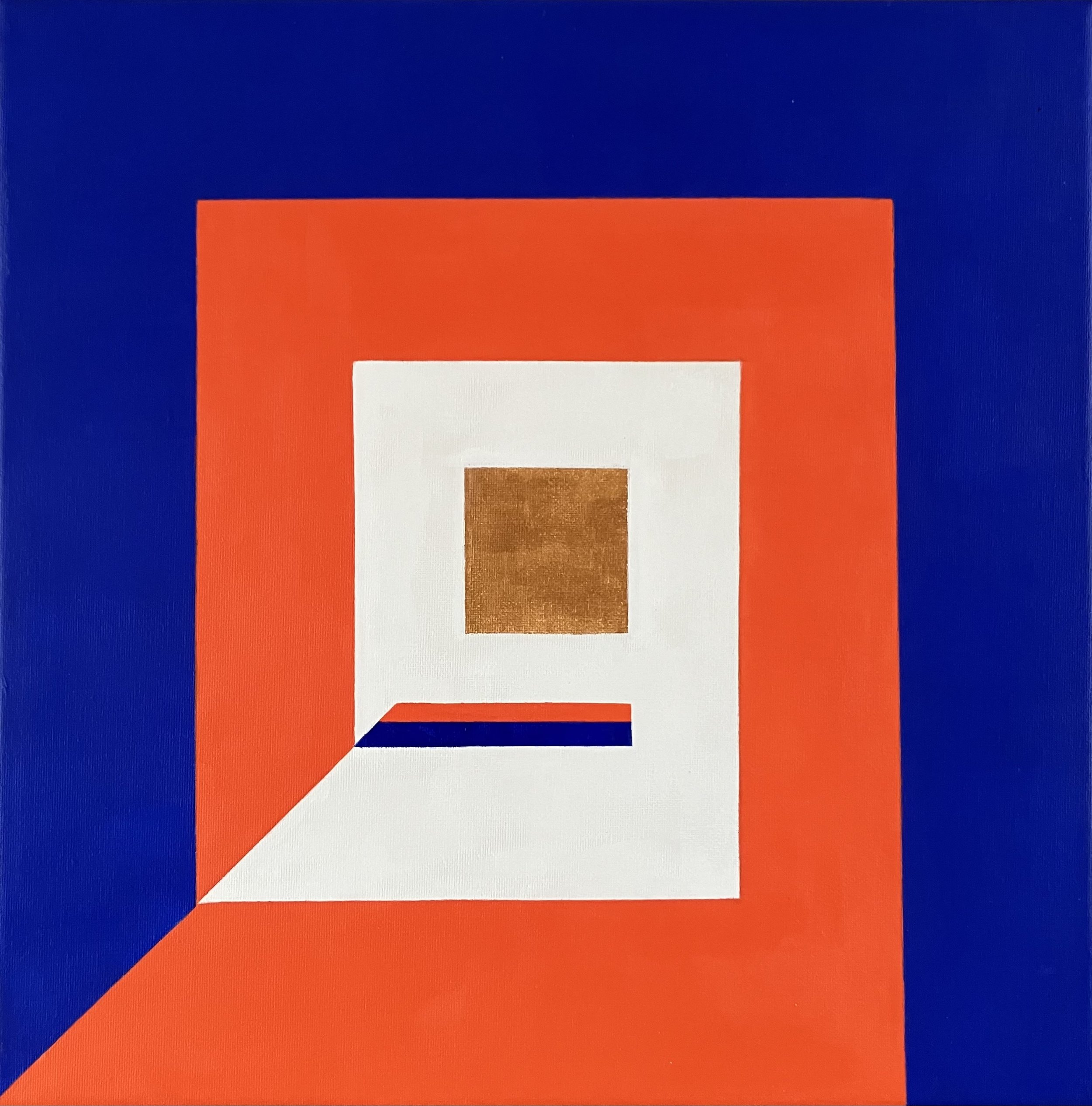 Drawn In - Blue and gold -acrylic on canvas, 40x40 cm 