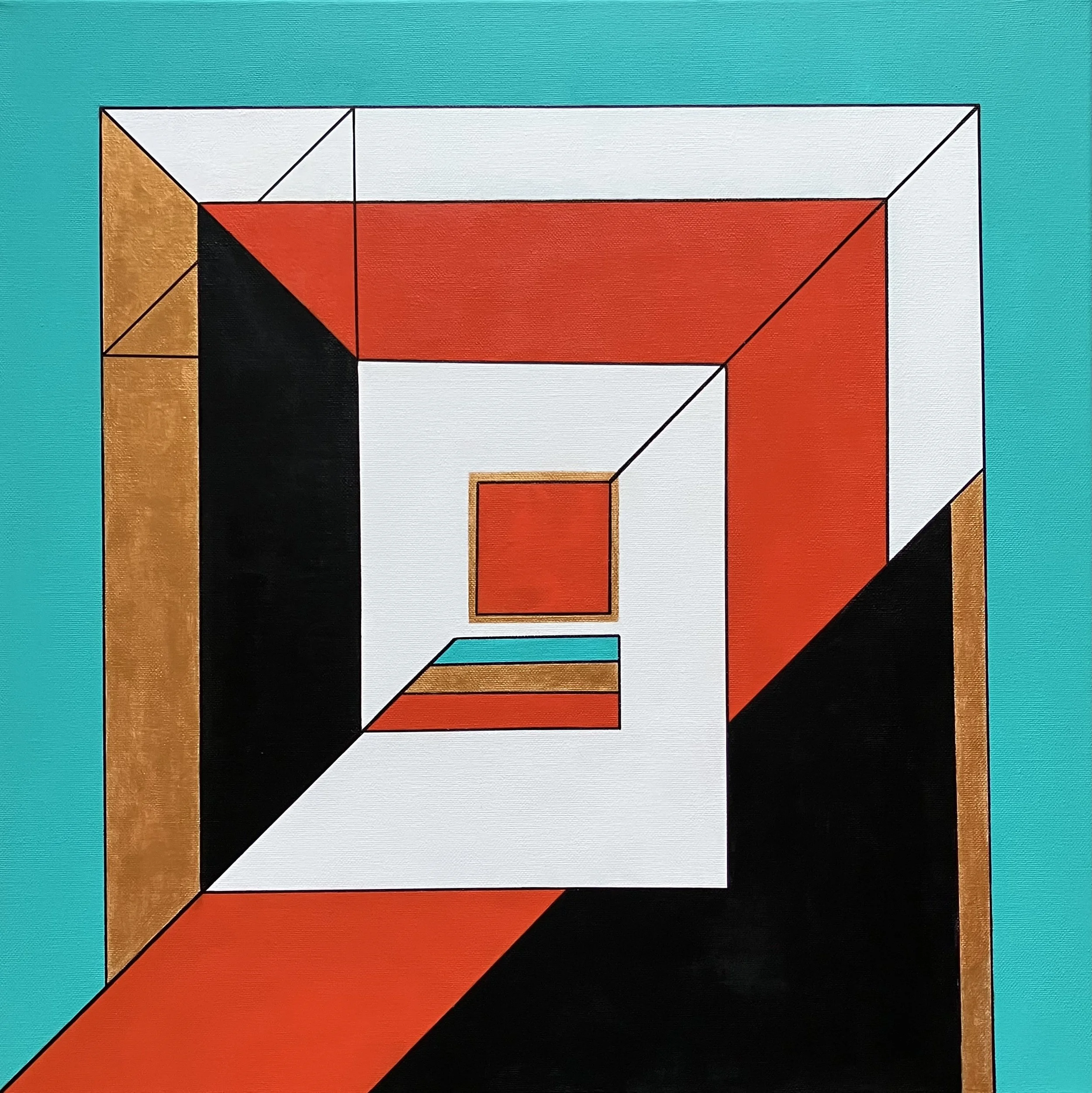 Drawn in - Triangles -acrylic on canvas, 50x50 cm 