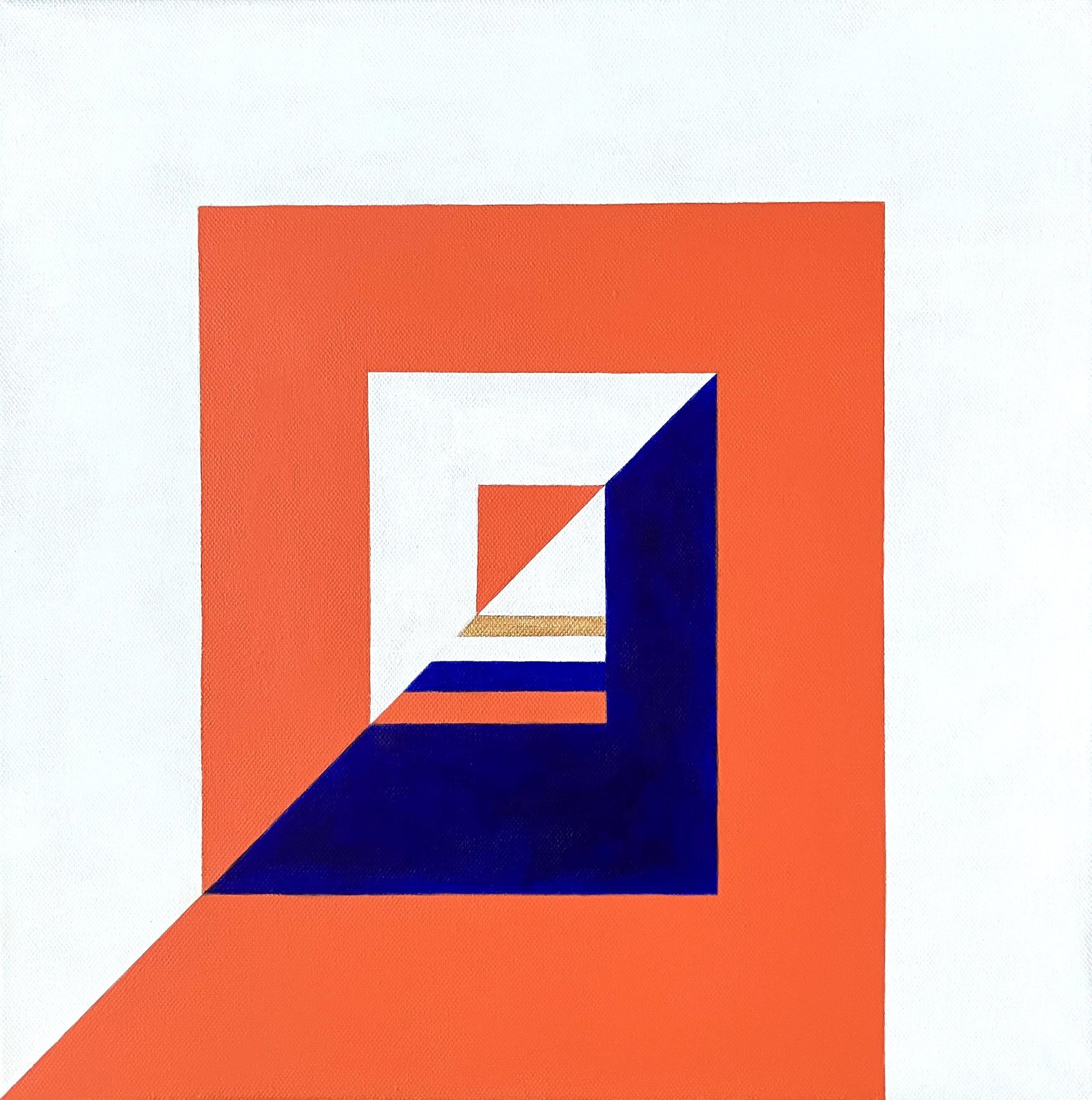 Drawn In - Orange and white - acrylic on canvas, 40x40 cm