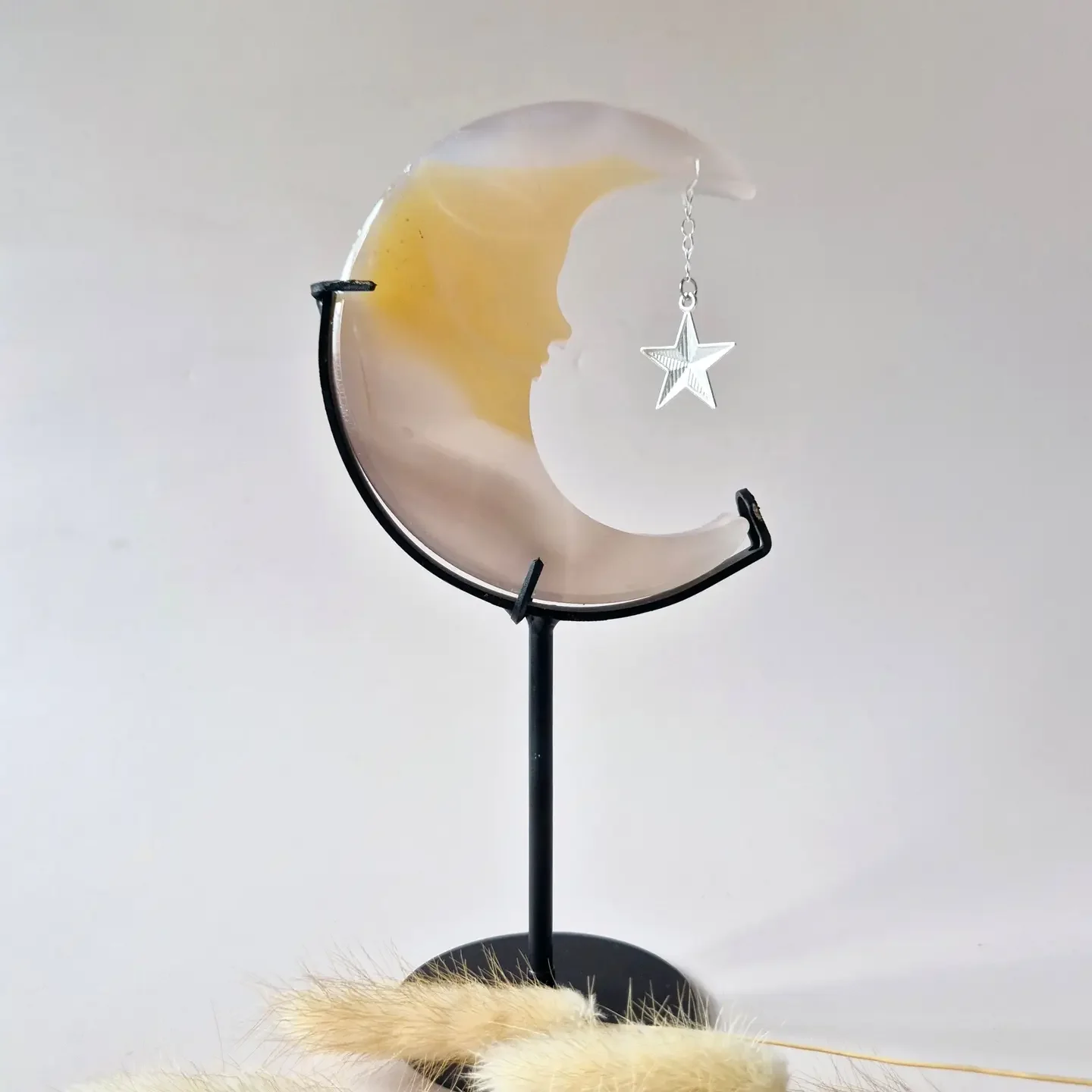 Druzy Gray Agate Gemstone Moon