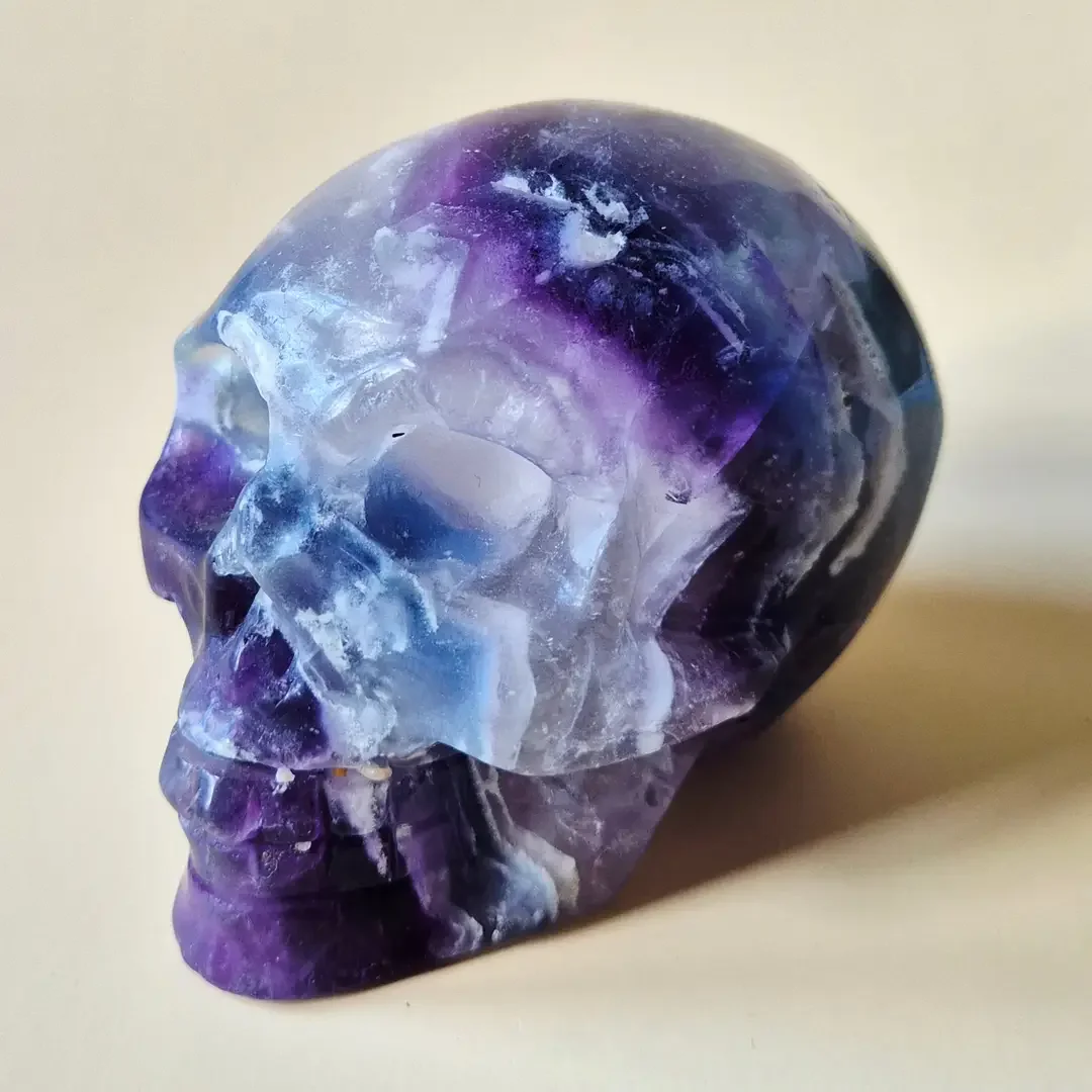 Gemstone Skull Candy Fluorite Skull 548g