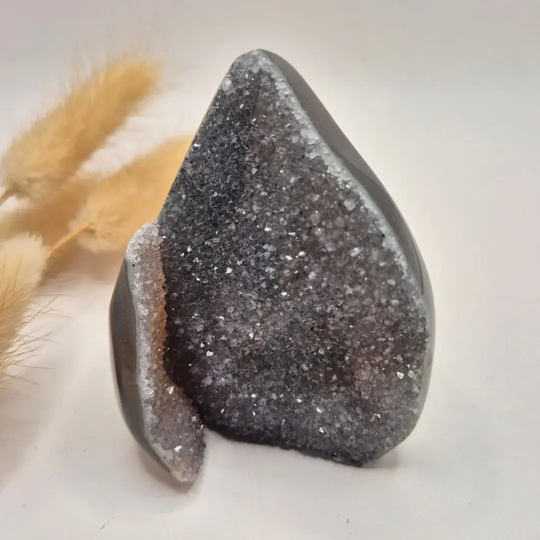 Druzy Gray Agate Freeform / Standing Gemstone Crystal