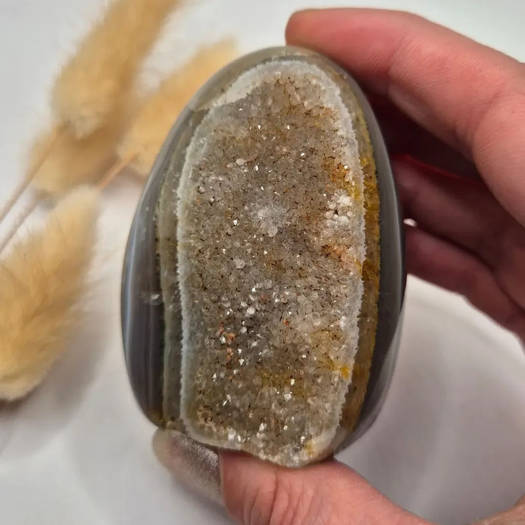 Druzy Gray Agate Freeform / Standing Gemstone Crystal