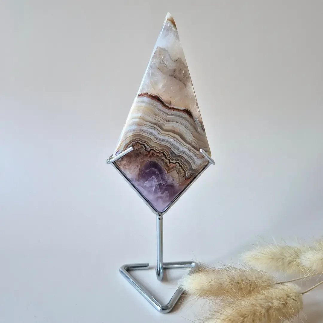 Gemstone Amethyst Agate Diamond on Stand