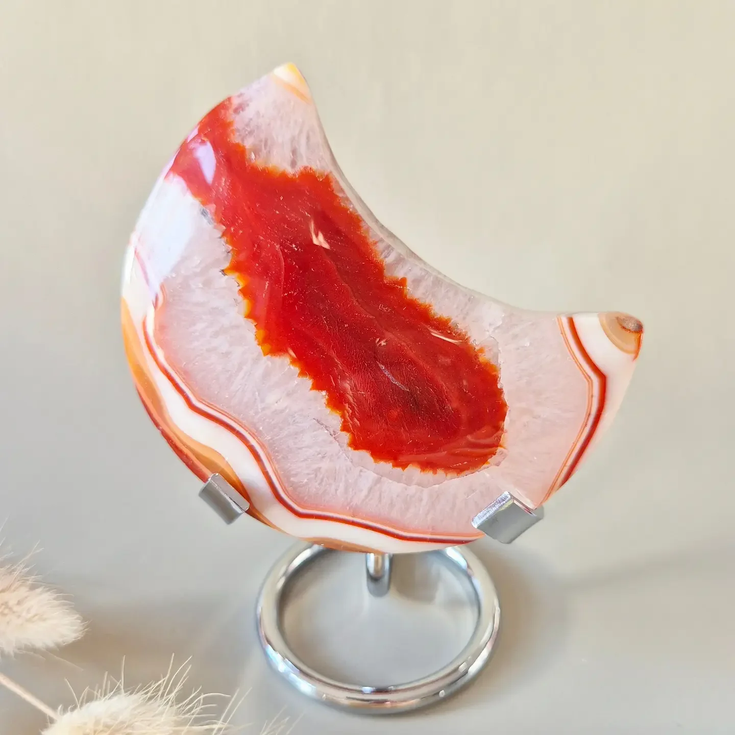 Gemstone Carnelian Moon on Stand