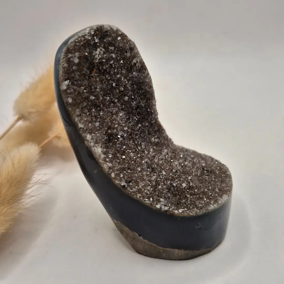 Druzy Gray Agate Freeform / Standing Gemstone Crystal