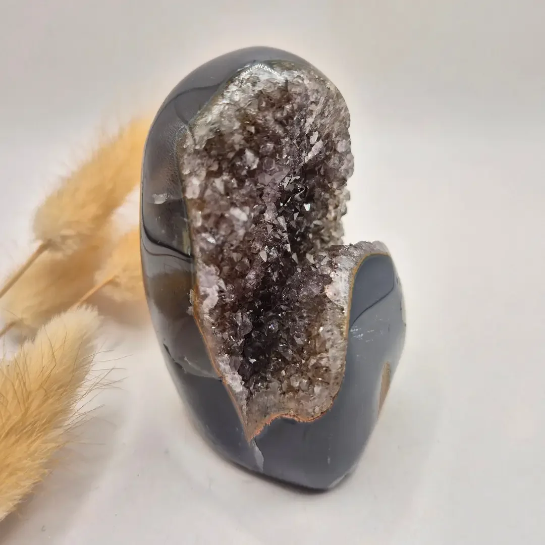 Druzy Gray Agate Freeform / Standing Gemstone Crystal