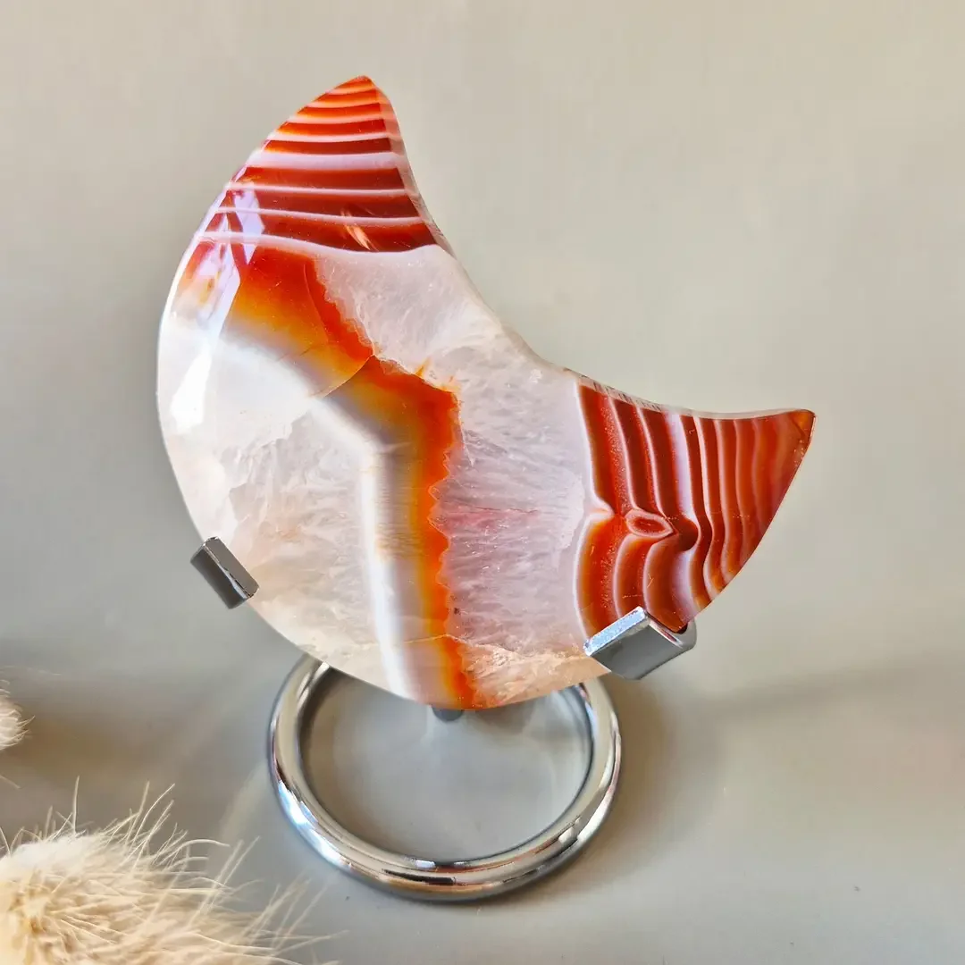 Gemstone Carnelian Moon on Stand