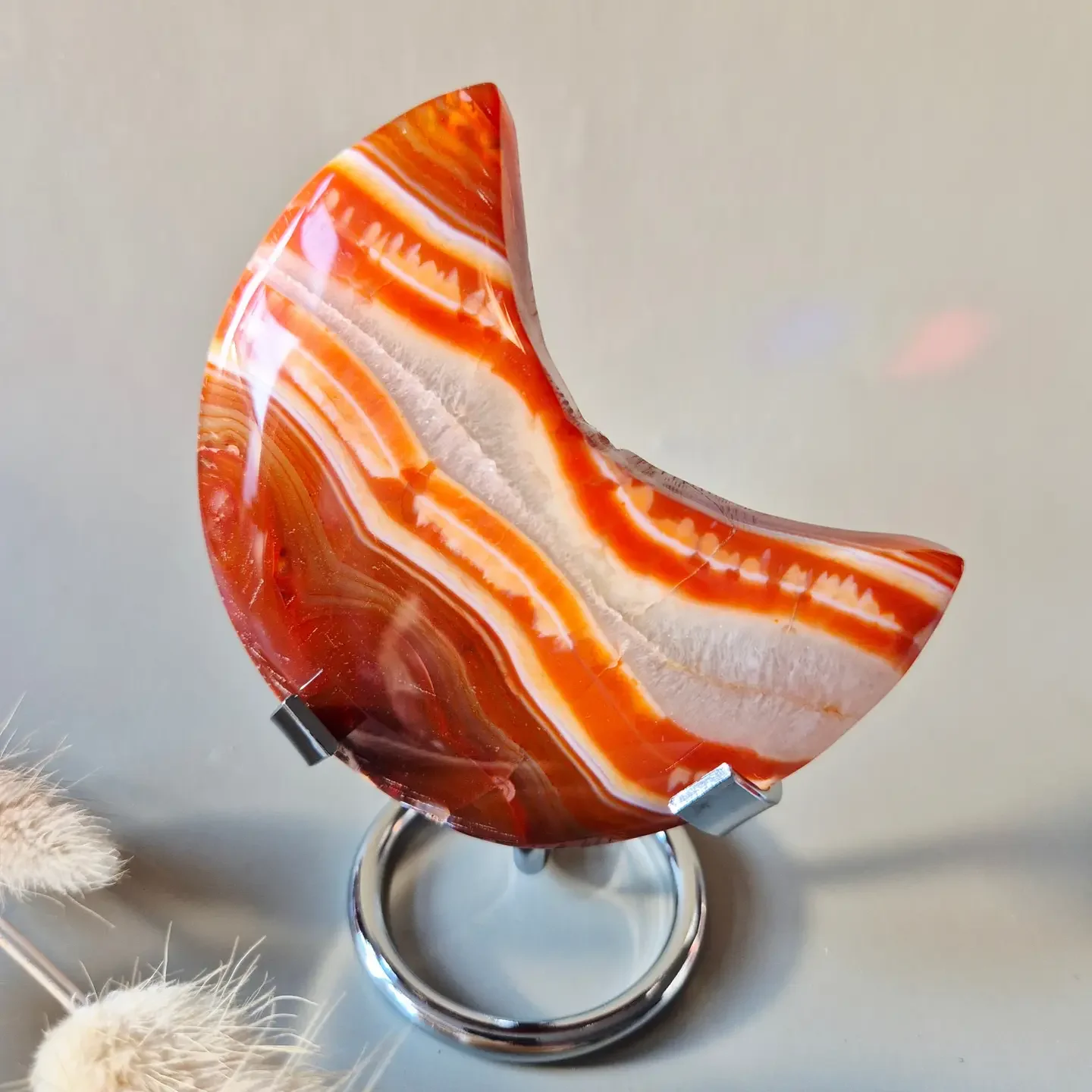 Gemstone Carnelian Moon on Stand