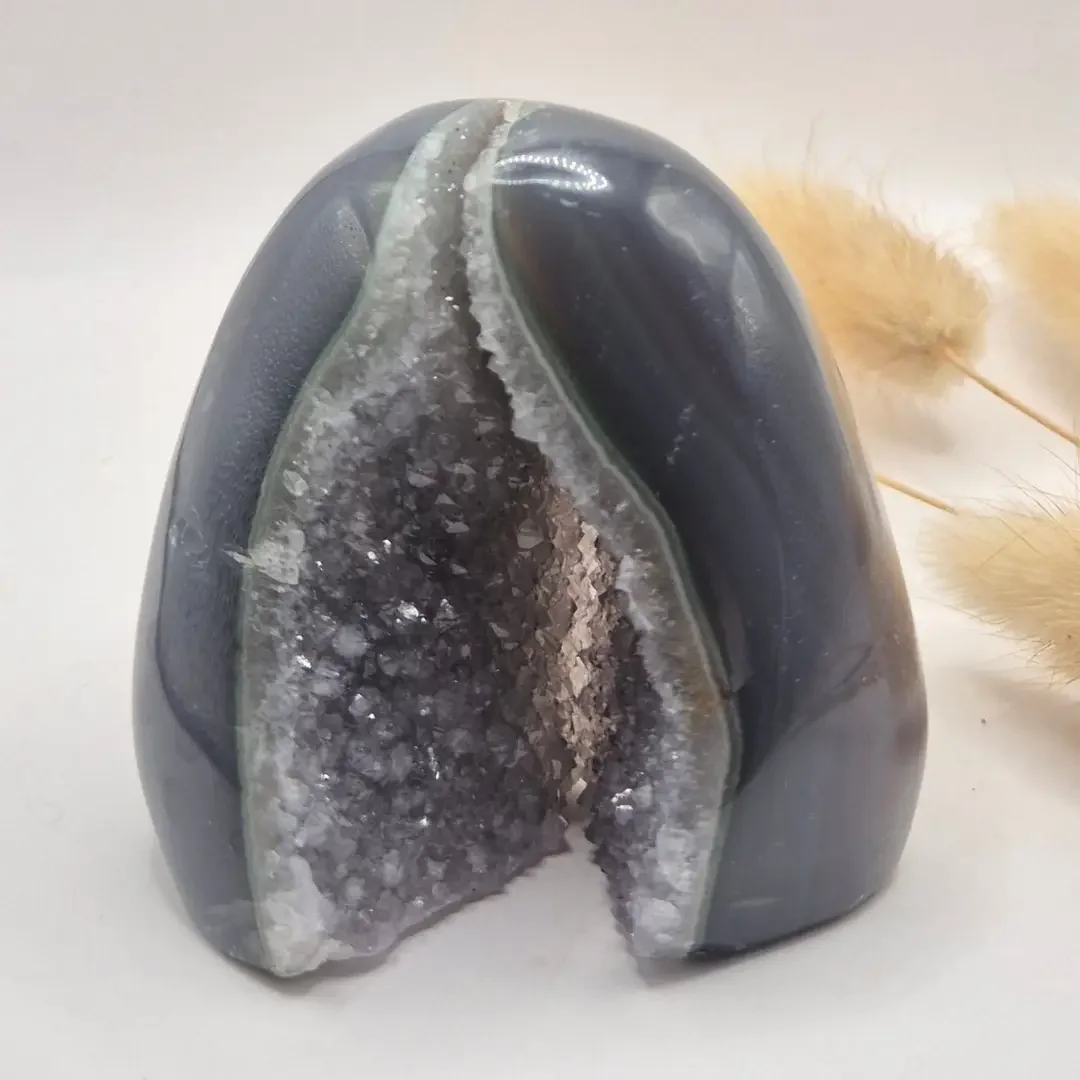 Druzy Gray Agate Freeform / Standing Gemstone Crystal