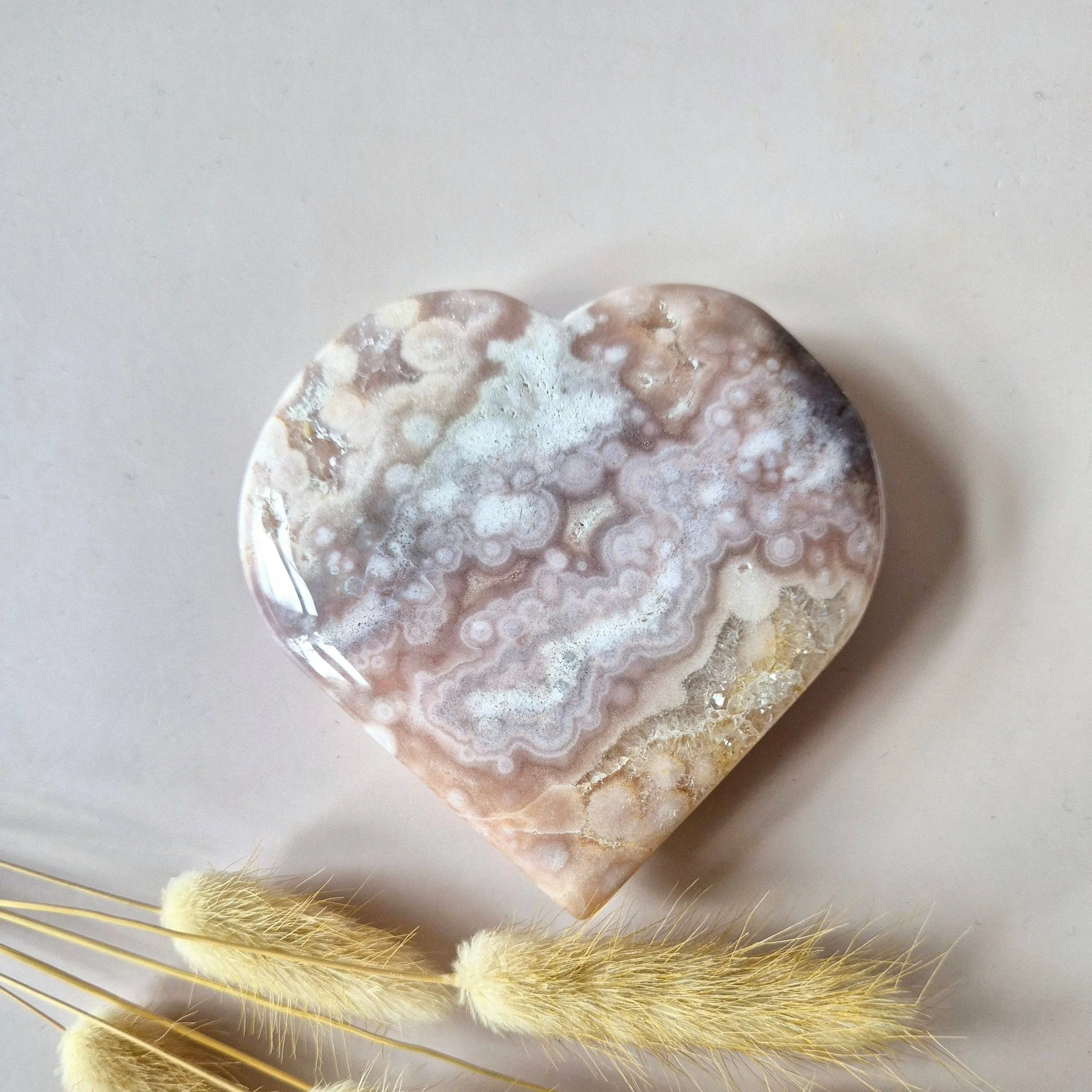 Gemstone Druzy Pink Amethyst Heart  8-10cm (Pink Amethyst)