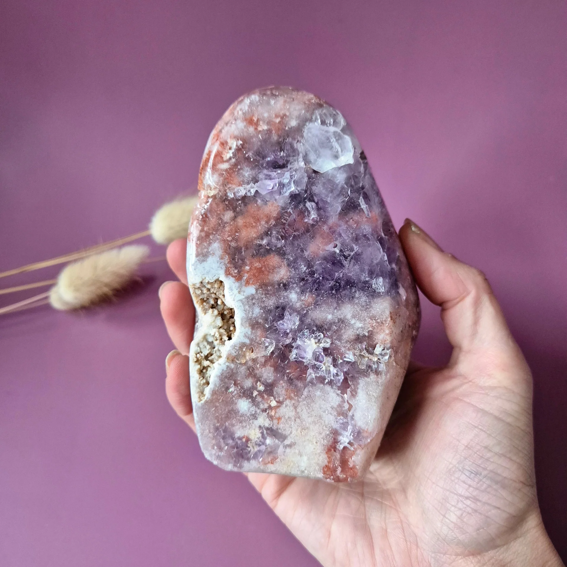 XL Gemstone Druzy Pink Amethyst Geode Freeform - Statement Piece