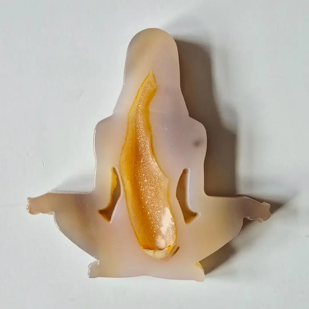 Druzy Agate Meditation Gemstone Carving 10cm - Hand-carved Female Meditation Form