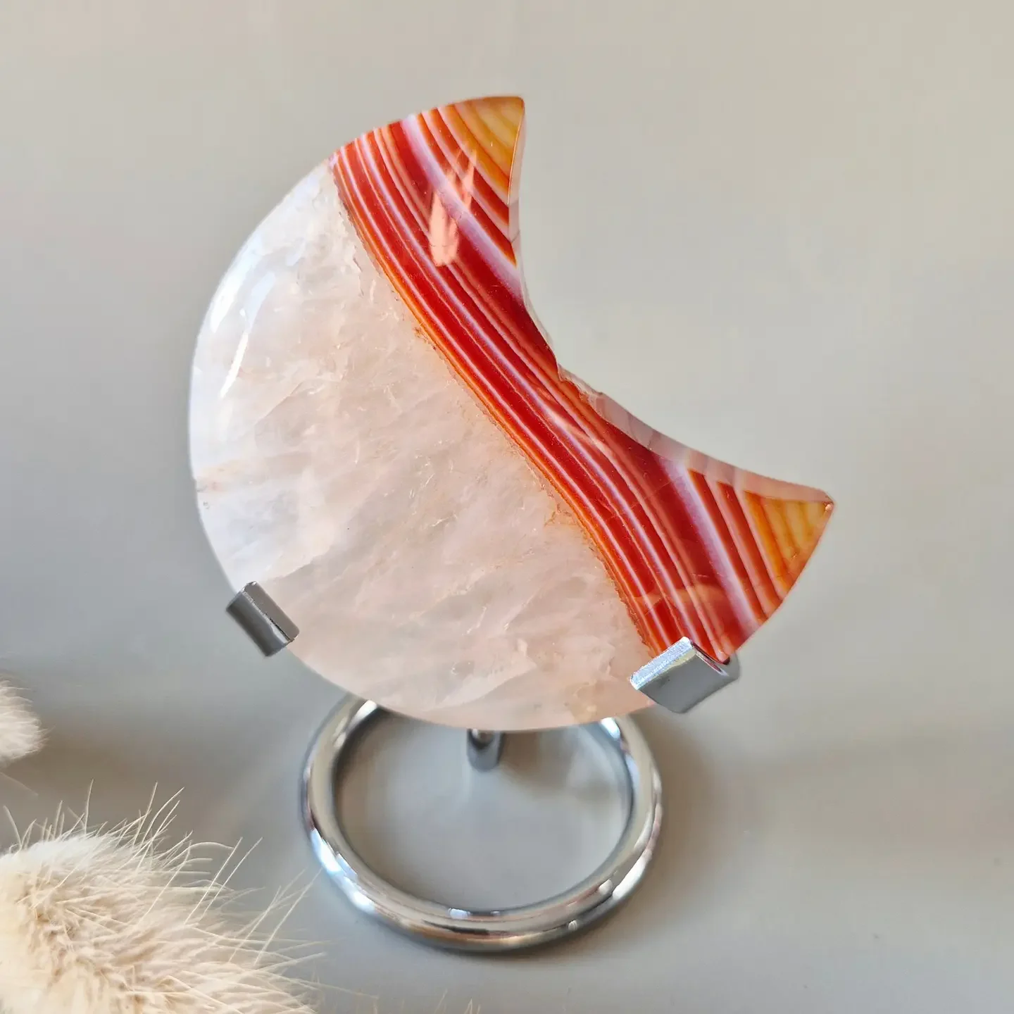 Gemstone Carnelian Moon on Stand