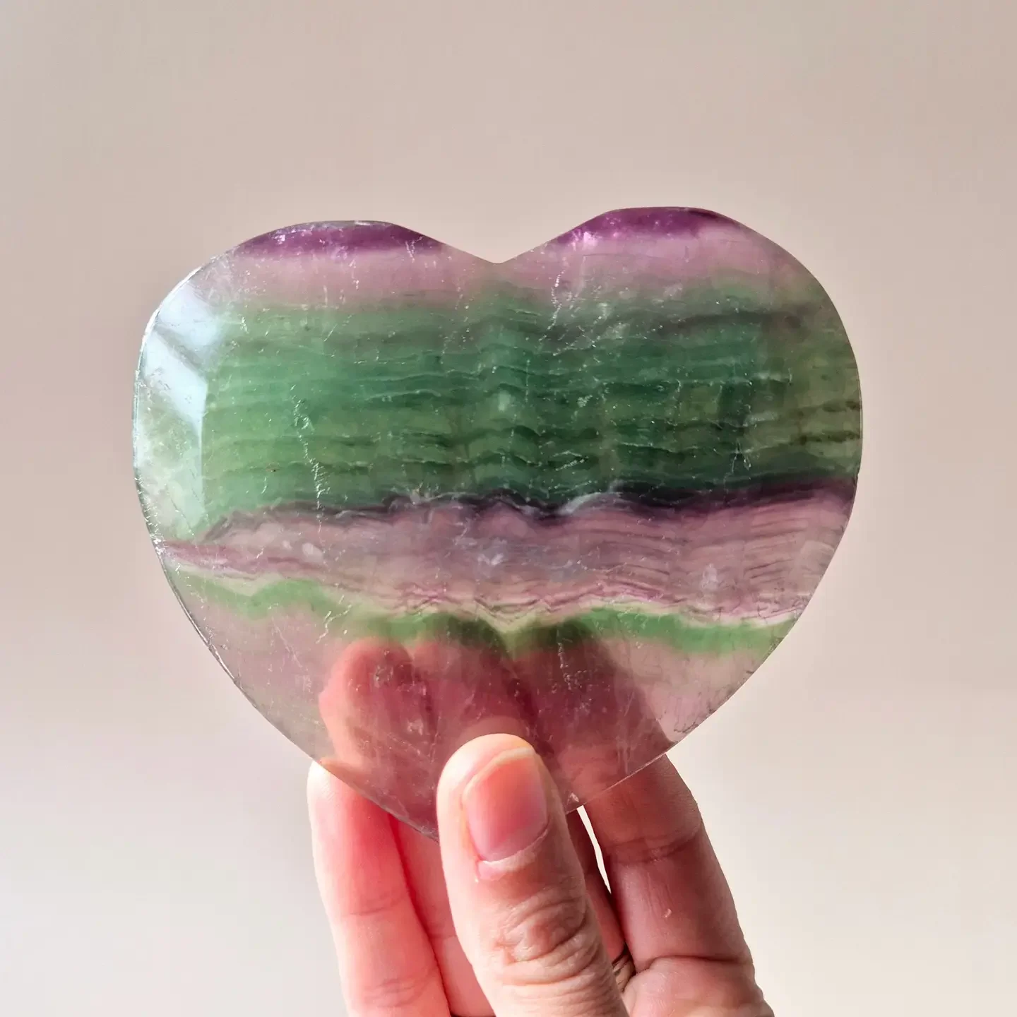 XL Rainbow Fluorite Heart including Metal Stand
